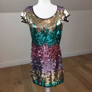 NEW Verty Multi Sequin Stretchy Mini Dress